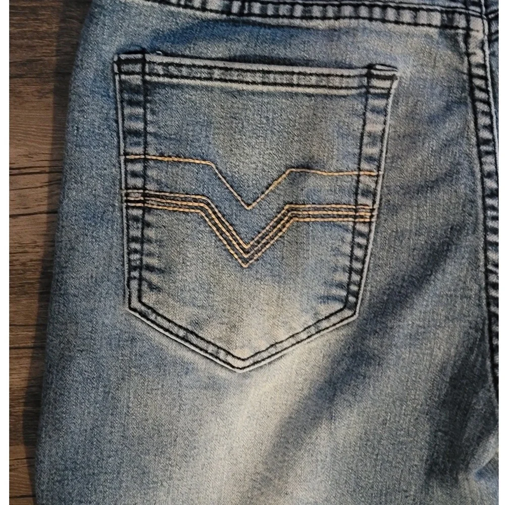 Stitches & Rivets Mens Light Wash‎ Slim Fit Stretch Blue Jeans 34x32
